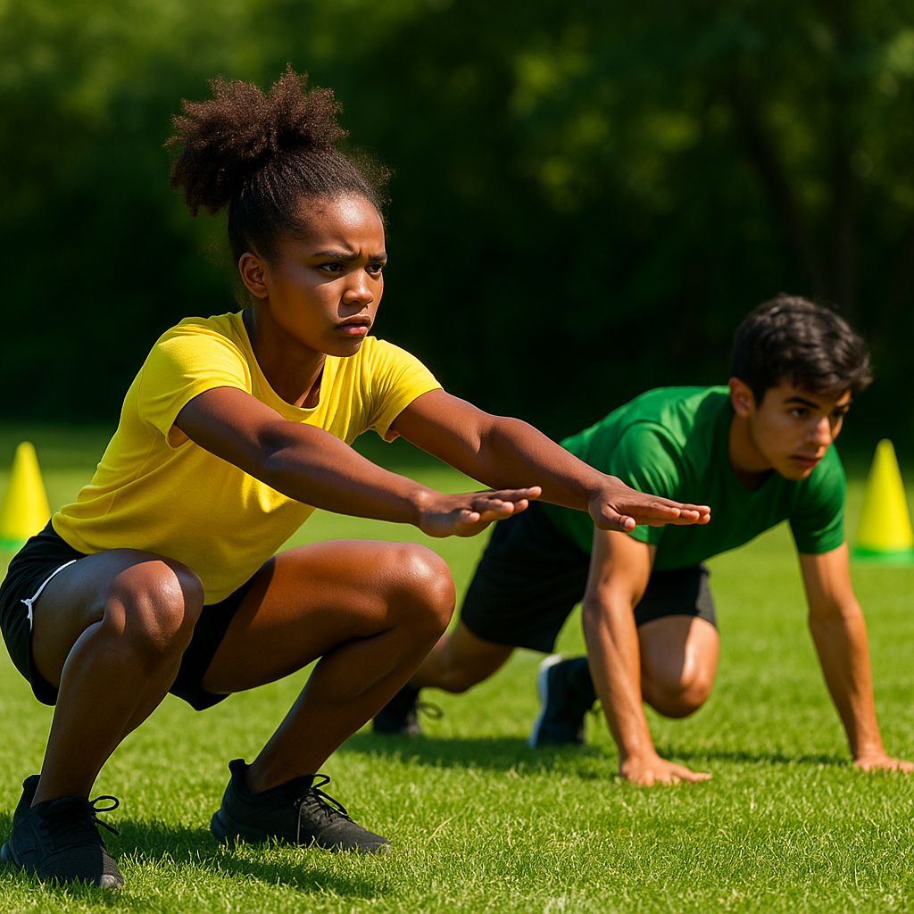 Youth athletes practicing Ground World movements