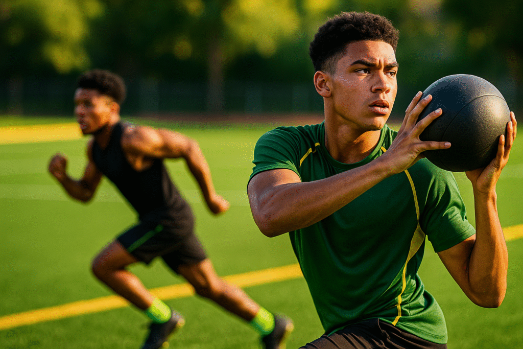 Medicine-ball throw and sprint illustrating Tool and Bipedal Worlds