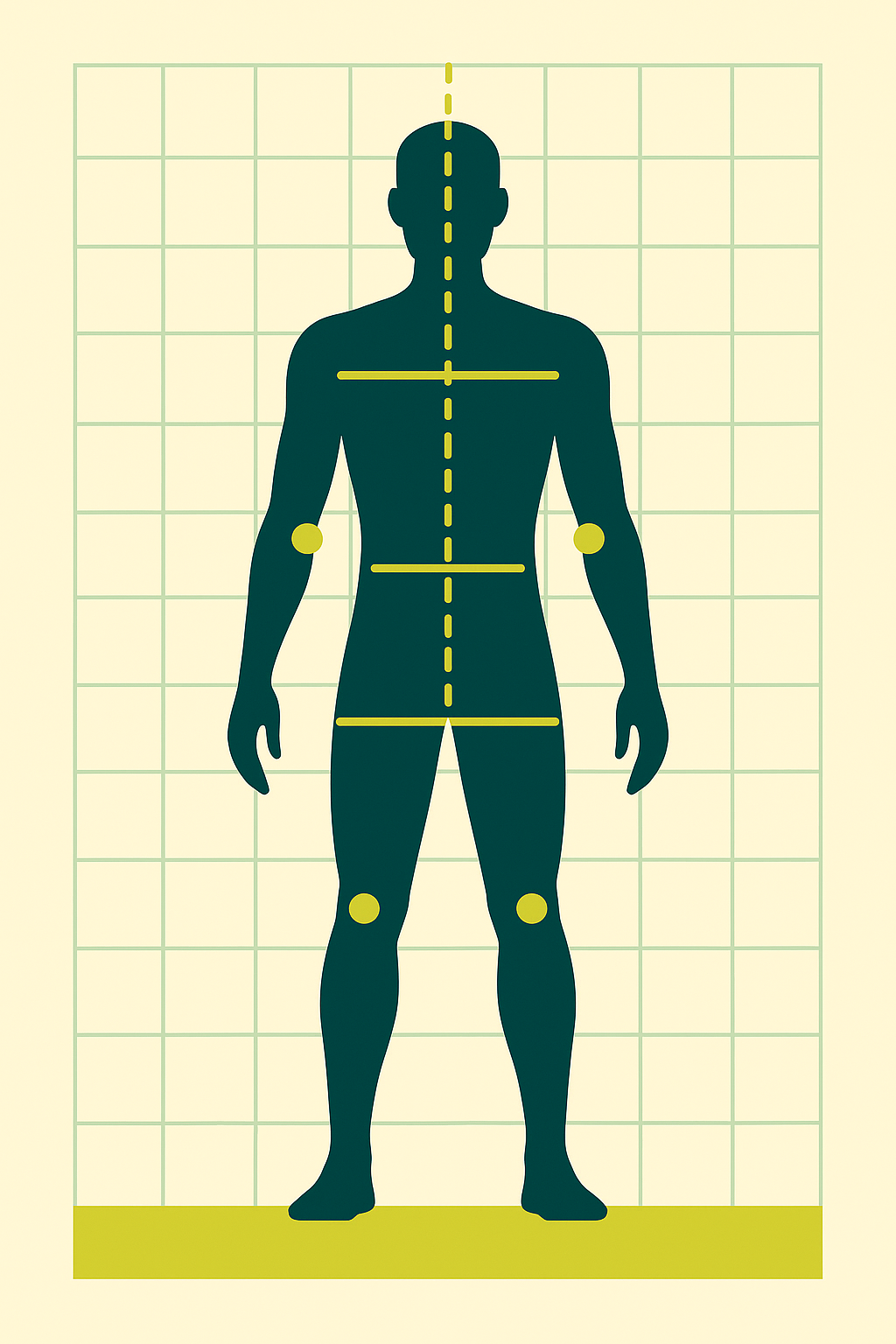 Trunk Symmetry Assessment – illustration of athlete and symmetry grid