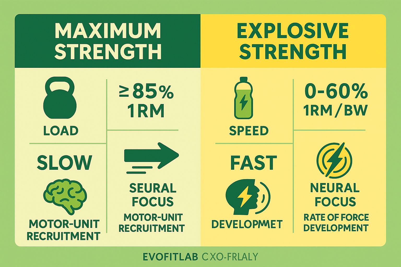 Youth Maximum vs Explosive Strength – infographic of key differences.