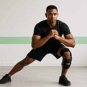 MCL Injury Rehab for Athletes – lateral lunge with hinged brace