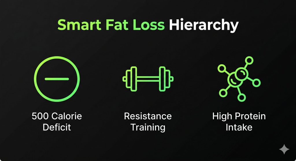 The three core pillars of fat loss and muscle preservation.