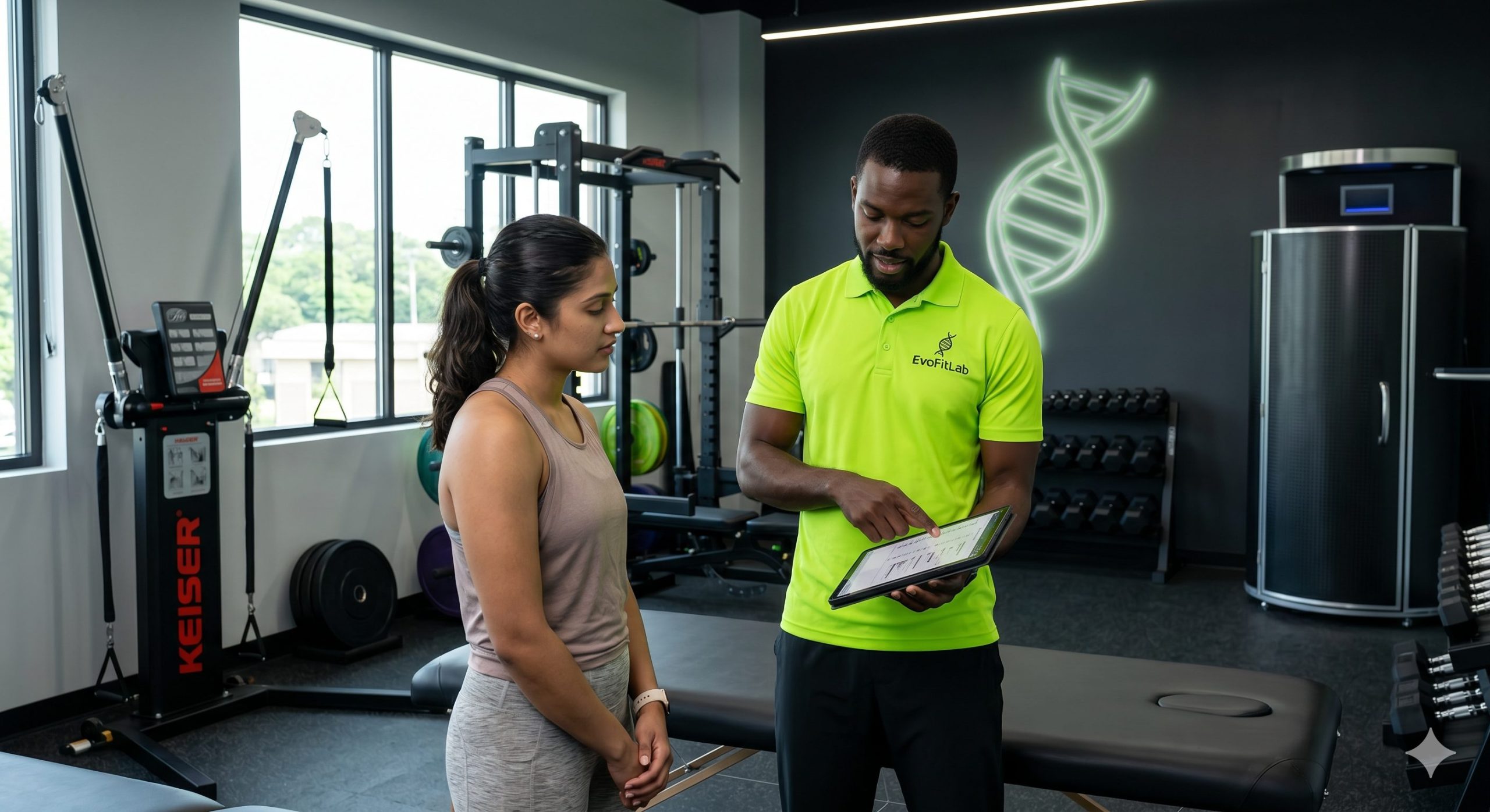 BPC-157 peptide therapy for athletes discussed during a physio session at EvoFitLab.